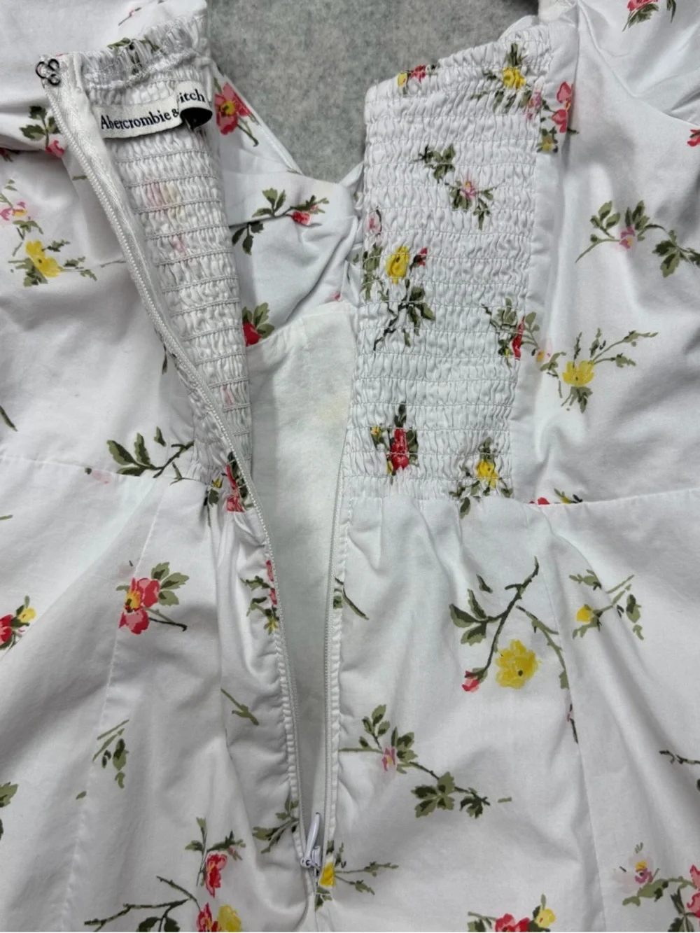 Abercrombie & Fitch Floral Milkmaid MiniDress White Cottagecore PuffSleeve Small - Picture 14 of 15